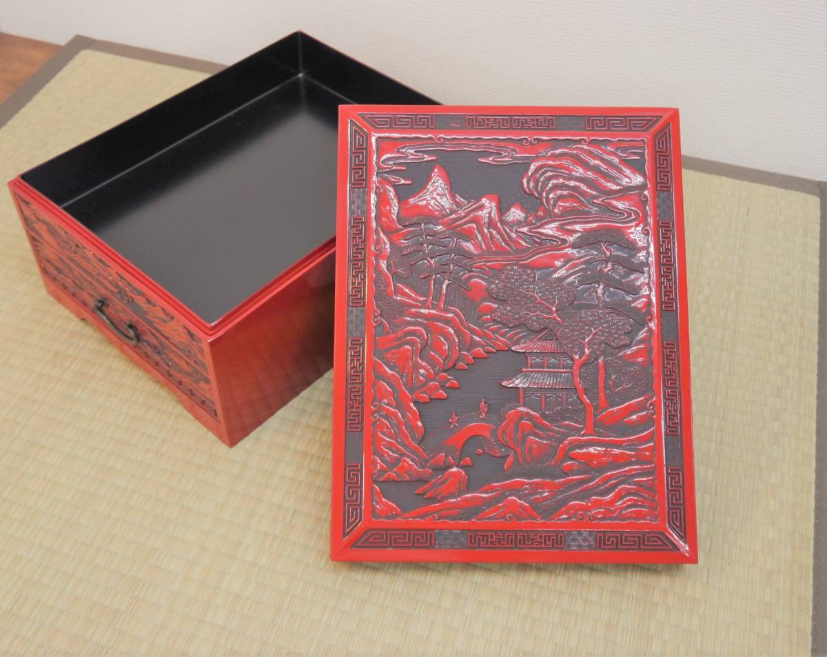 （美品未使用）仙台堆朱　山水画 仙台堆朱】山水画漆器 - メルカリ