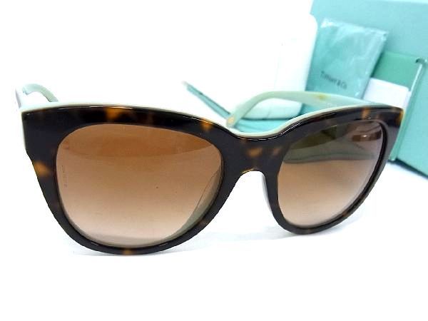 1円 ■美品■ TIFFANY＆Co. ティファニー TF 4112-F 8134/3B 53□19 140 2N サングラス メガネ アイウェア ブラウン系×ブルー系 AK1769bオ