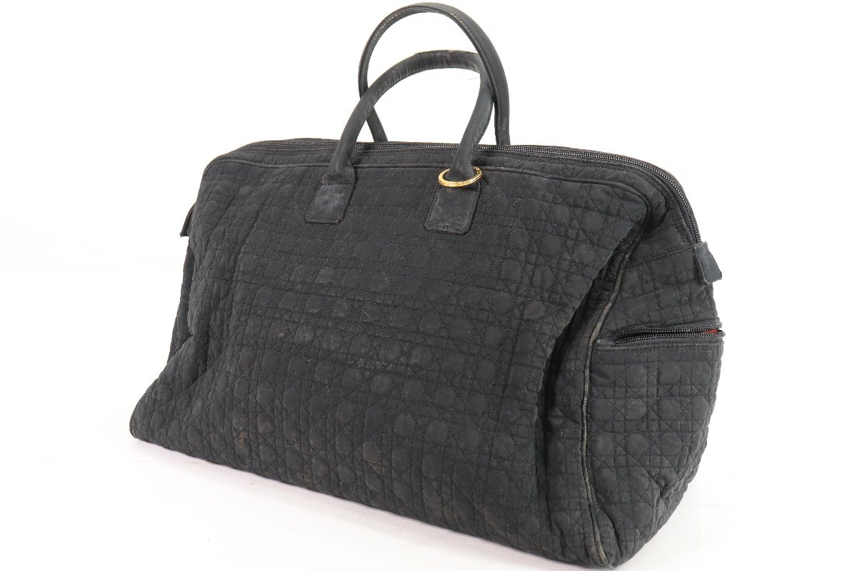 Christian Dior ディオール レディディオール キルティング カナージュ ボストン トラベル バッグ ブラック ゴールド金具 2886-HA