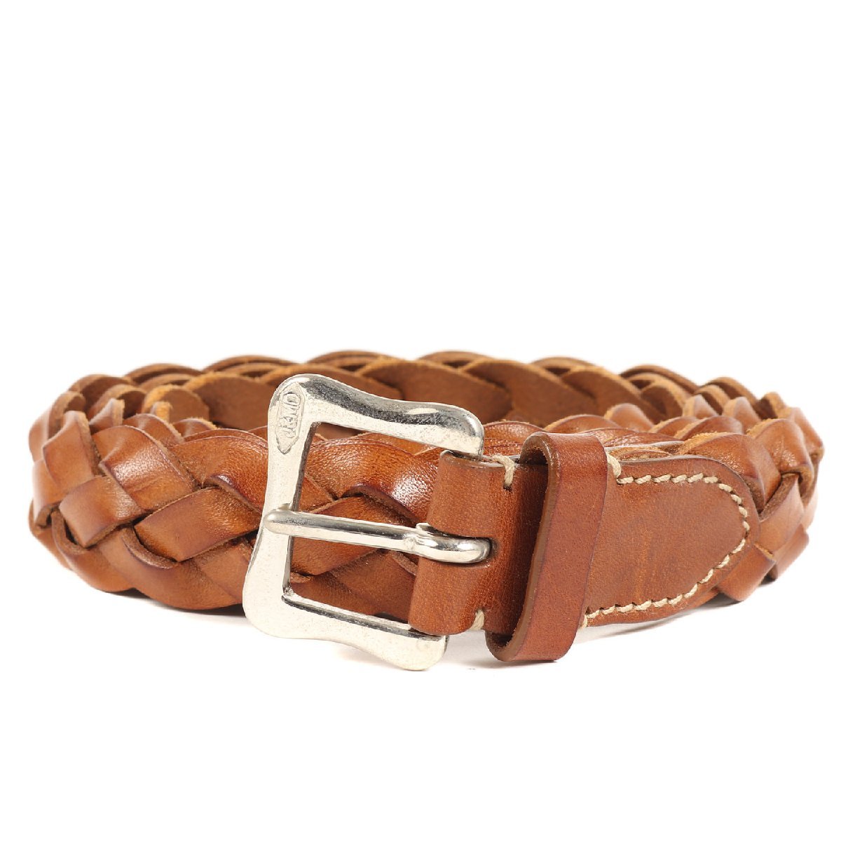 J&M DAVIDSON ジェイアンドエムデヴィッドソン メッシュ レザー ベルト エンベロープバックル 25MM ブラウン 95 イタリア製 ブランド