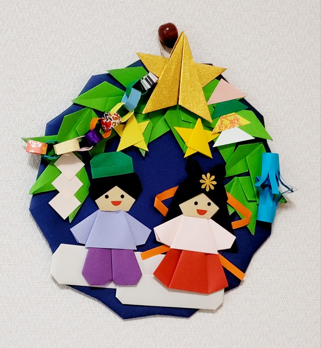 お取り置き・折紙リース・お正月７の⑥・壁面装飾・ハンドメイド お正月・リース・折り紙 ・壁面飾り【☆送料無料☆】 その他インテリア