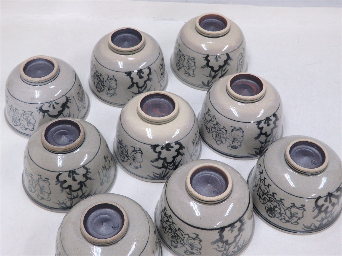 最安値，SALE ☆膳所焼 陽炎園造【安南写七賢人絵 茶碗9