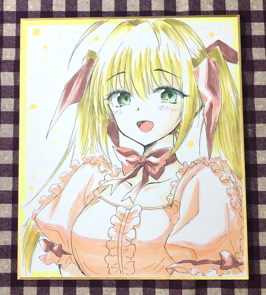 中色紙/Mサイズ 手描きイラスト 同人 直筆 みづきたけひと サイン入り
