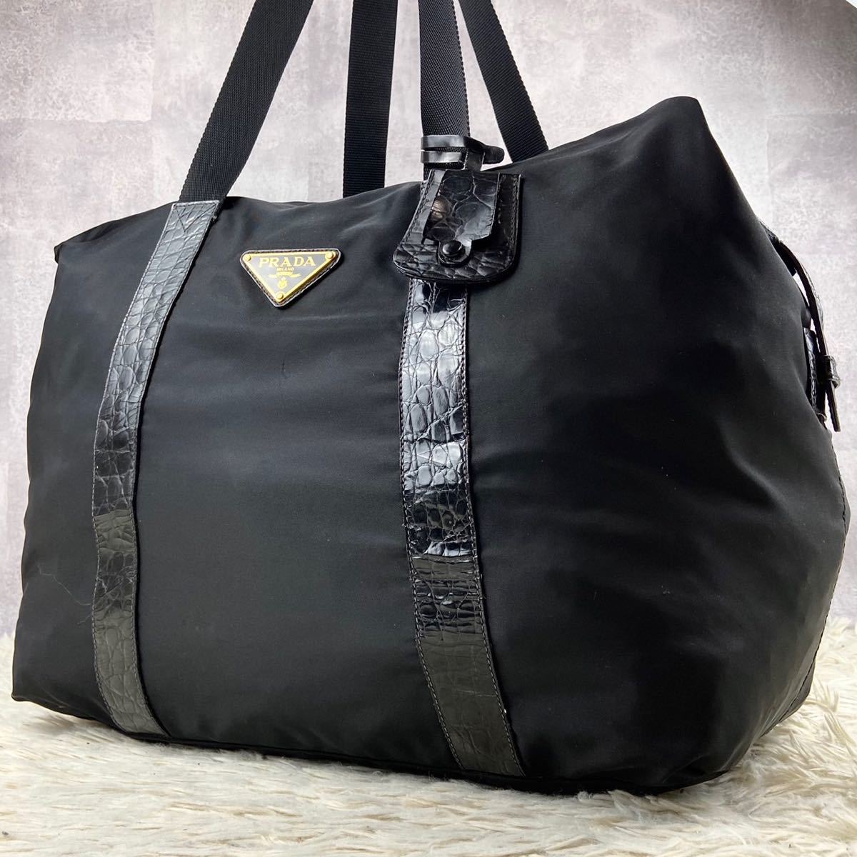 1円~ 極美品 PRADA プラダ A4 通勤 出張 旅行 ボストンバッグ トート 