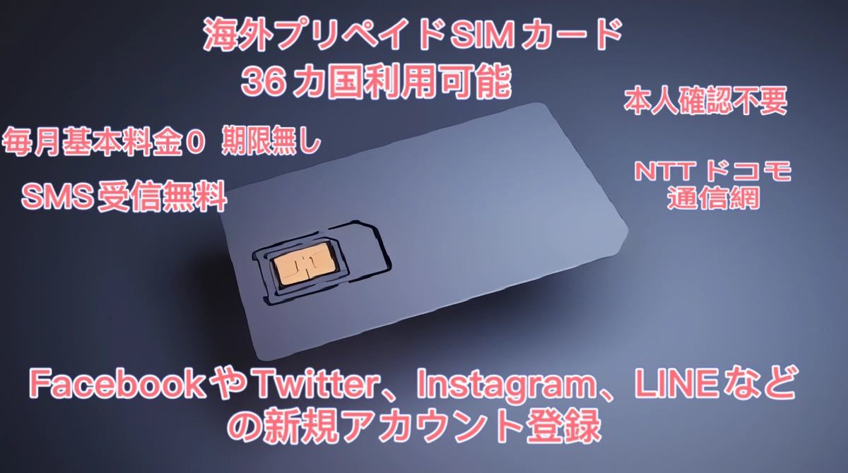 海外プリペイドSIMカード日本で使える　SMS受信無料　毎月の基本料金はゼロ、，