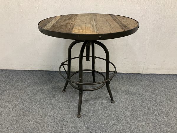 クラッシュゲート バッカス 昇降式ラウンドテーブル 650mm ニレ古材 