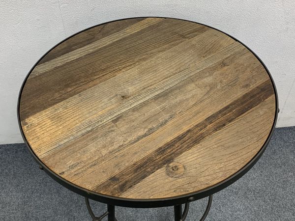 クラッシュゲート バッカス 昇降式ラウンドテーブル 650mm ニレ古材 