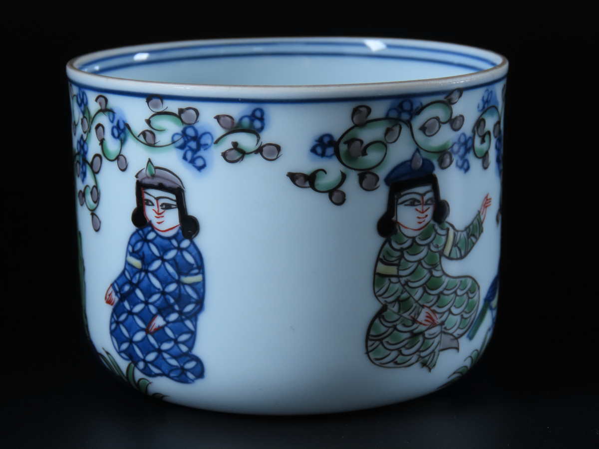 安い，100%新品】 有田の名工 館林源右衛門 作 最上手 染錦ミナイ手樹下