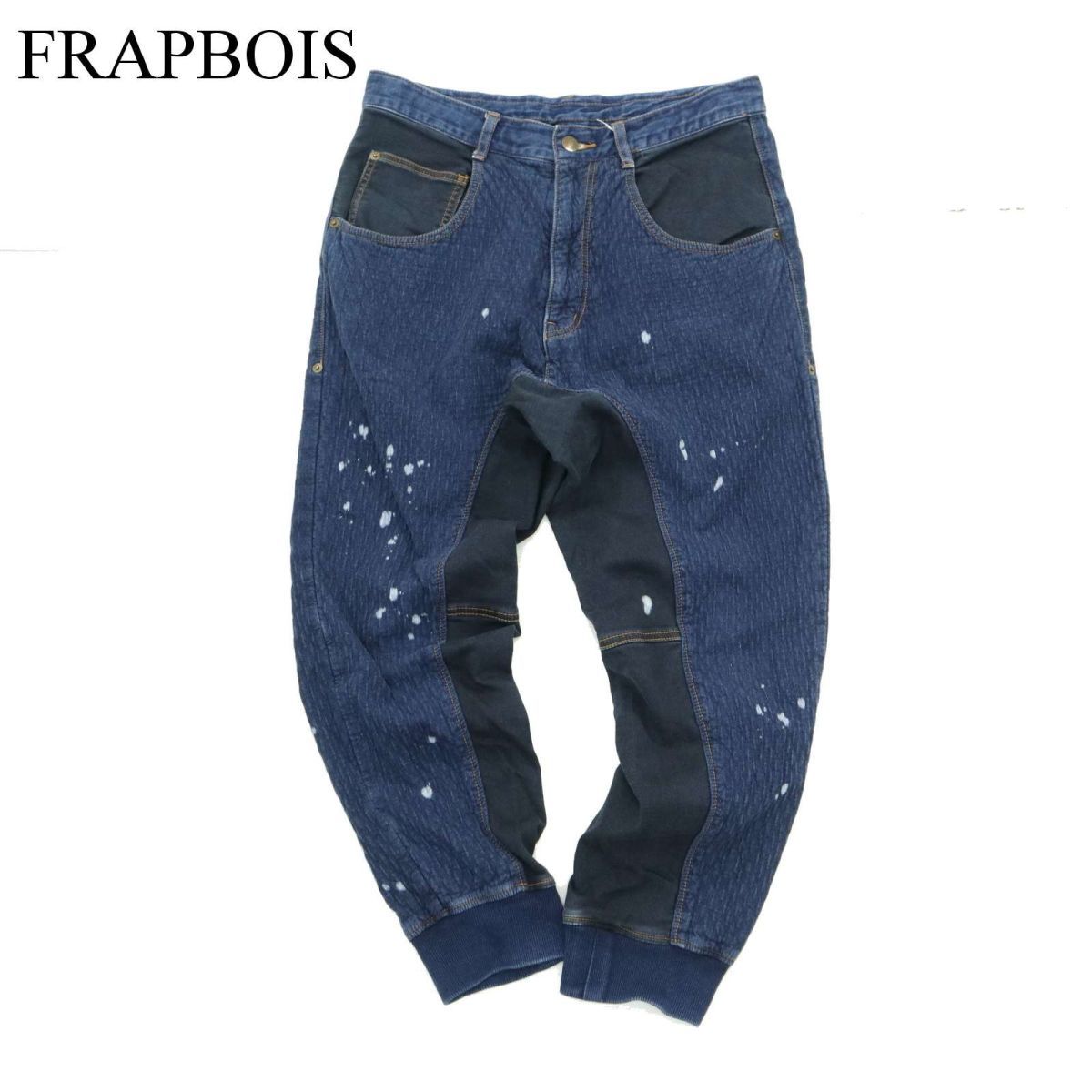 FRAPBOIS フラボア ペイント加工★ 切替 ストレッチ サルエル キルティング デニム ジョガー パンツ ジーンズ Sz.2　メンズ　A3B02546_5#P
