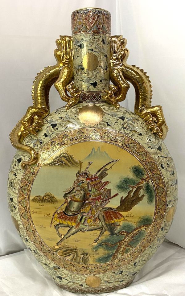 F170】手渡し可 豪華 薩摩焼 壺 大型/特大 高さ109cm 約25.8kg 金彩色