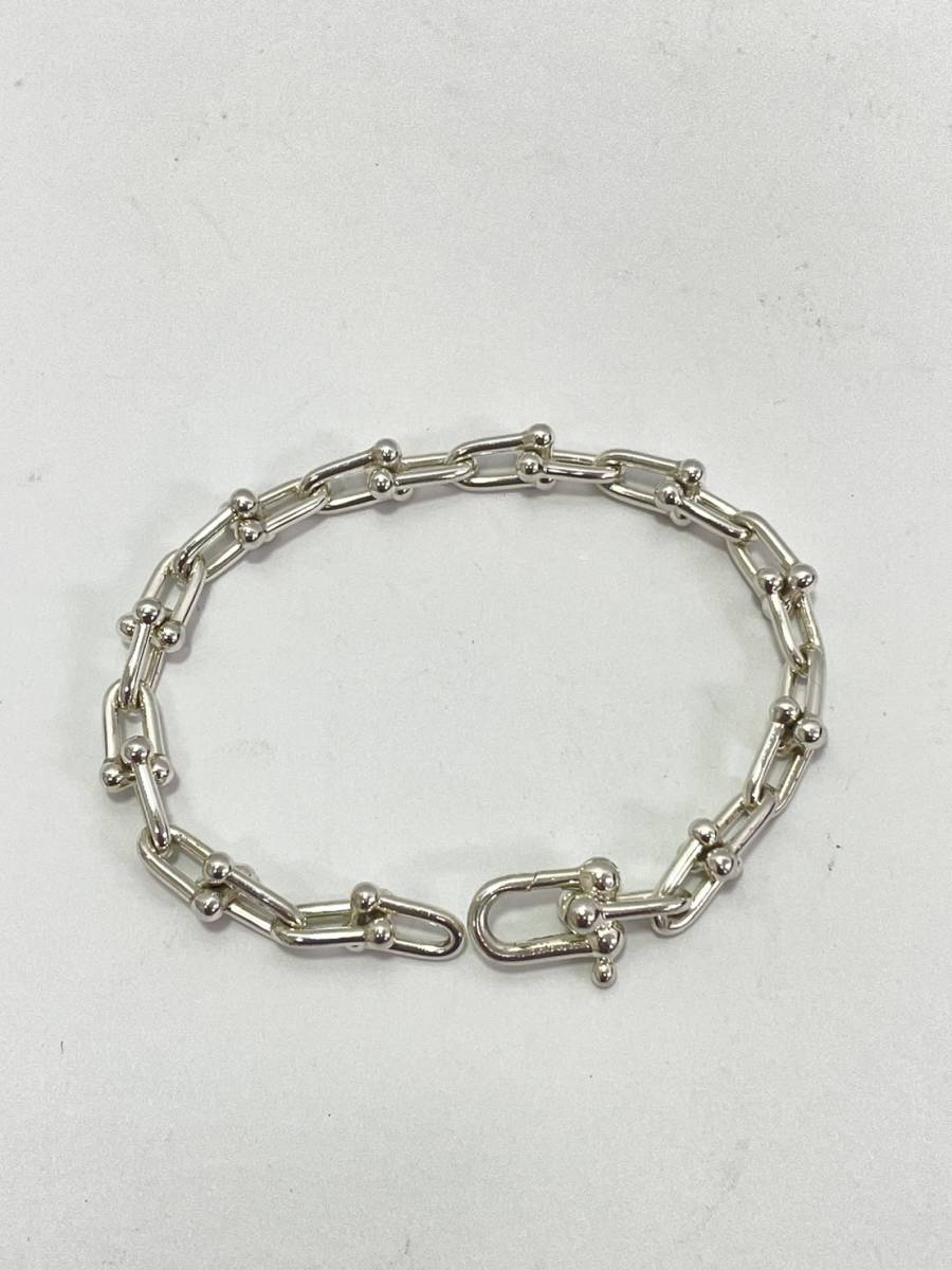 現状品 TIFFANY&Co SV925 ティファニー ハードウェア マイクロリングブレスレット Ag925 SV925 シルバーブレスレット チェーンブレスレット