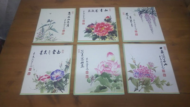 禅画 花鳥図色紙 二十四節気 前大徳玄道 色紙24枚 二十四節氣 色紙