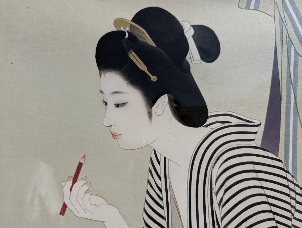 三冬花】志村立美「口紅」木版画 美人画巨匠 日本画(木版画)｜売買され