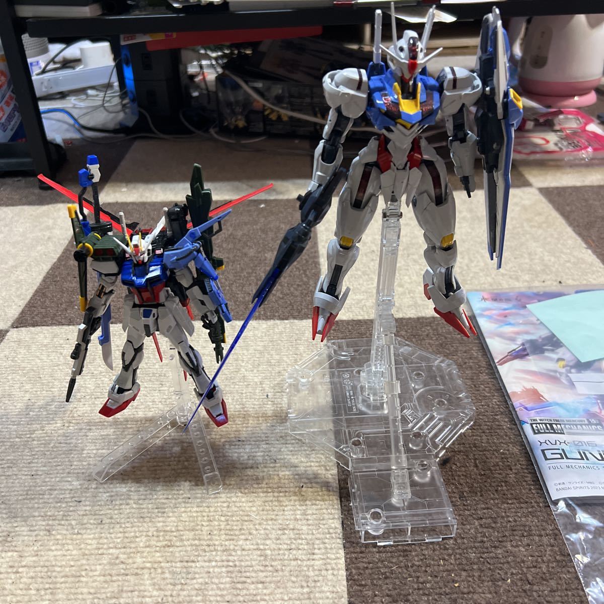 ガンプラ 完成品 rgパーフェクトストライク&1/100フルメカニクスガンダムエアリアル　素組完成品　トップコート済み