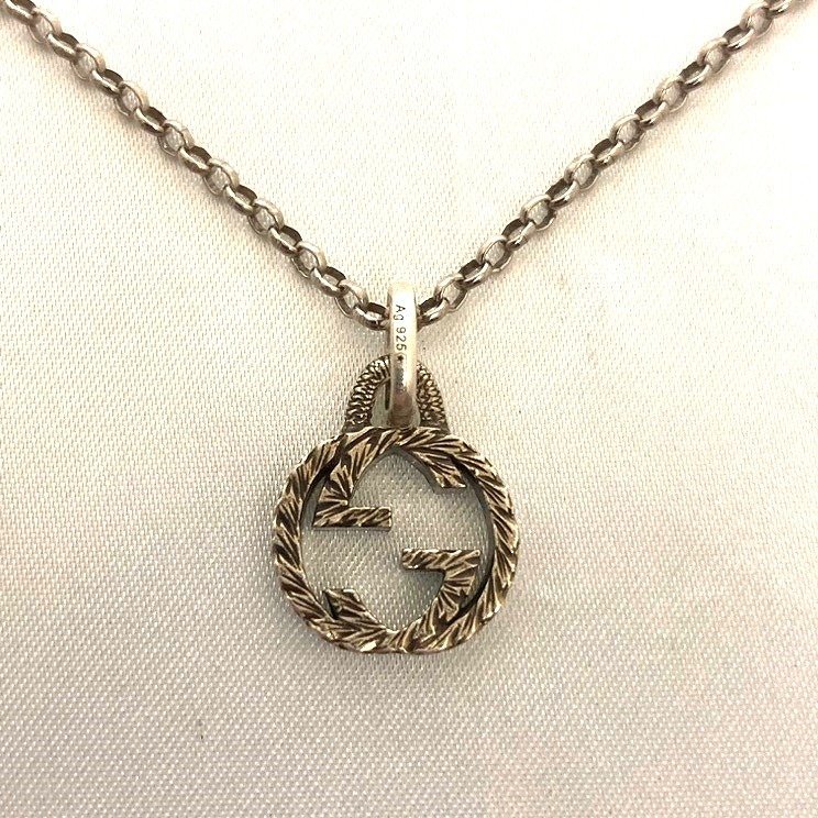 キングラム[02]送料無料　GUCCI　グッチ　Ag925　インターロッキング　ネックレス　シルバー　全長約49cm　