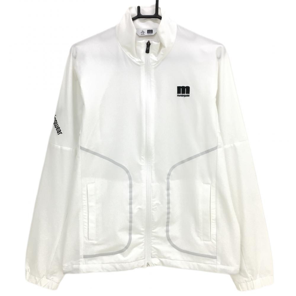 超美品】マンシングウェア ジャケット 白 ストレッチ ロゴ黒 メンズ L