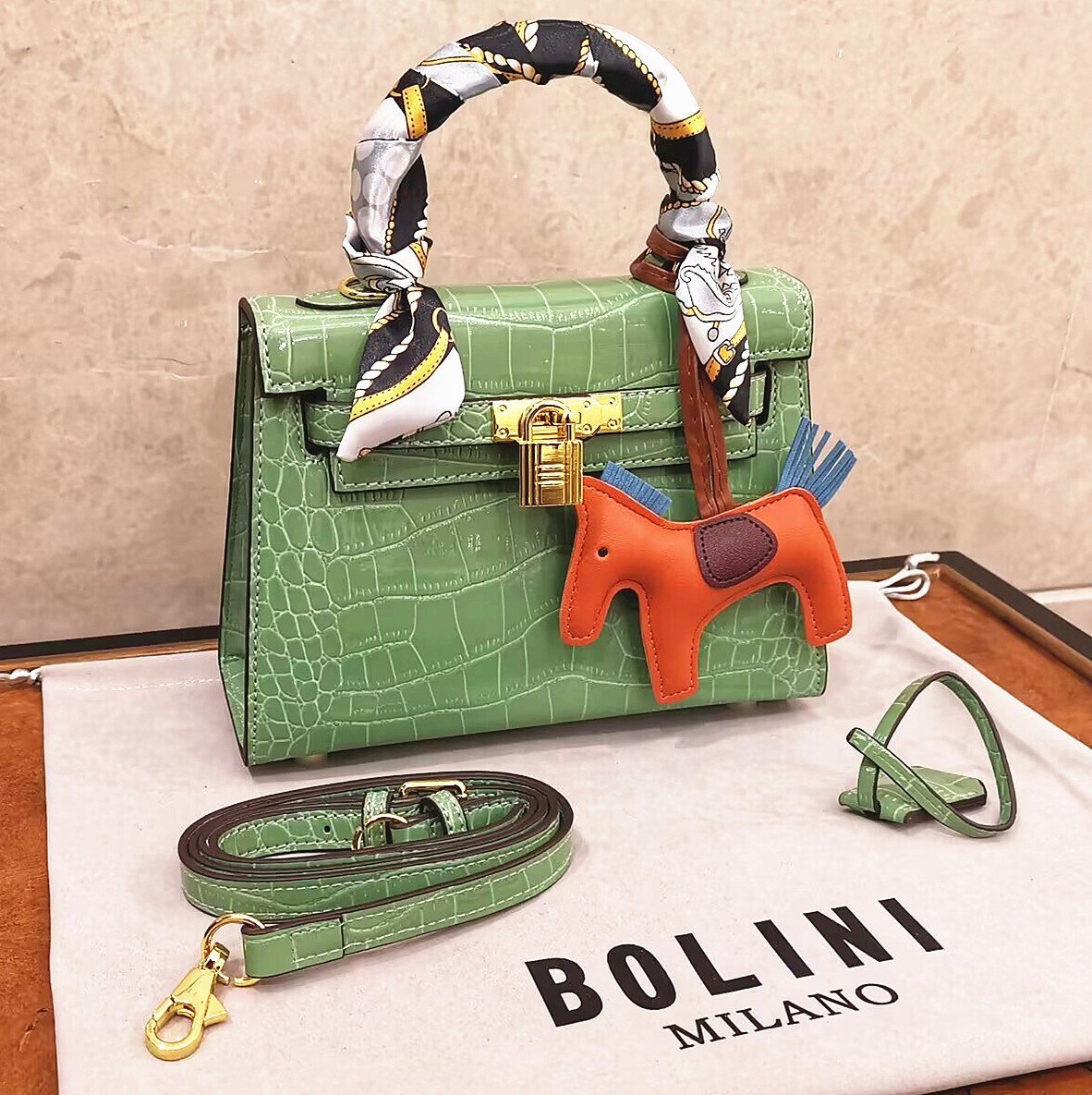 最高峰28万◇イタリア・ミラノ発*BOLINI・最上級牛革・クロコダイル 