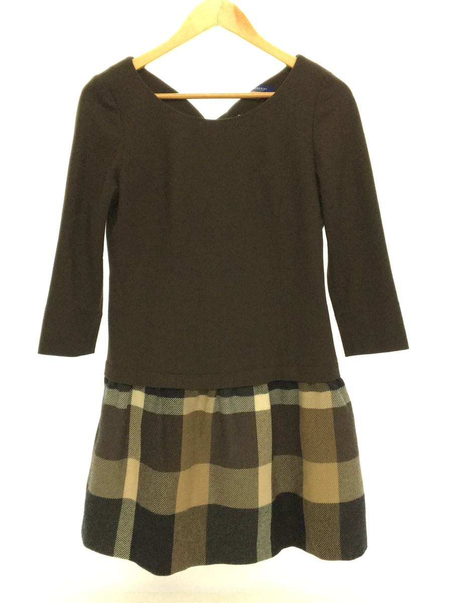 BURBERRY BLUE LABEL◆長袖ワンピース/38/ウール/BRW/チェック/E1J33-611-40