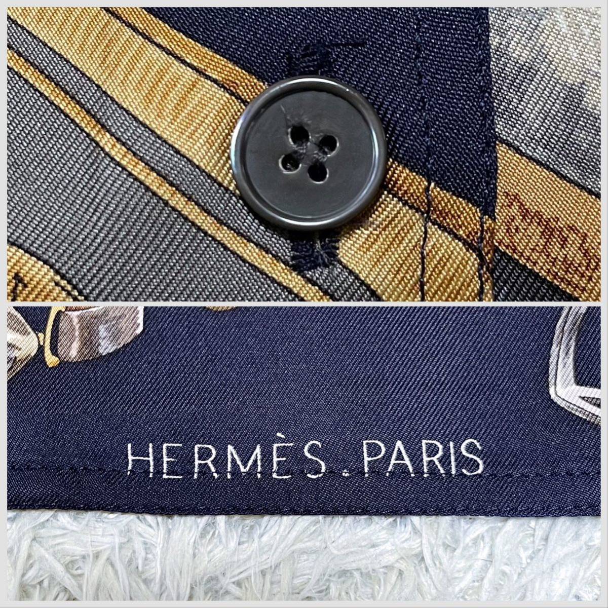 美品 エルメス マルジェラ期 総柄シャツ シルク100% 38 フランス製 HERMES】エルメス『マルジェラ期 シルク長袖シャツ size38』レディース