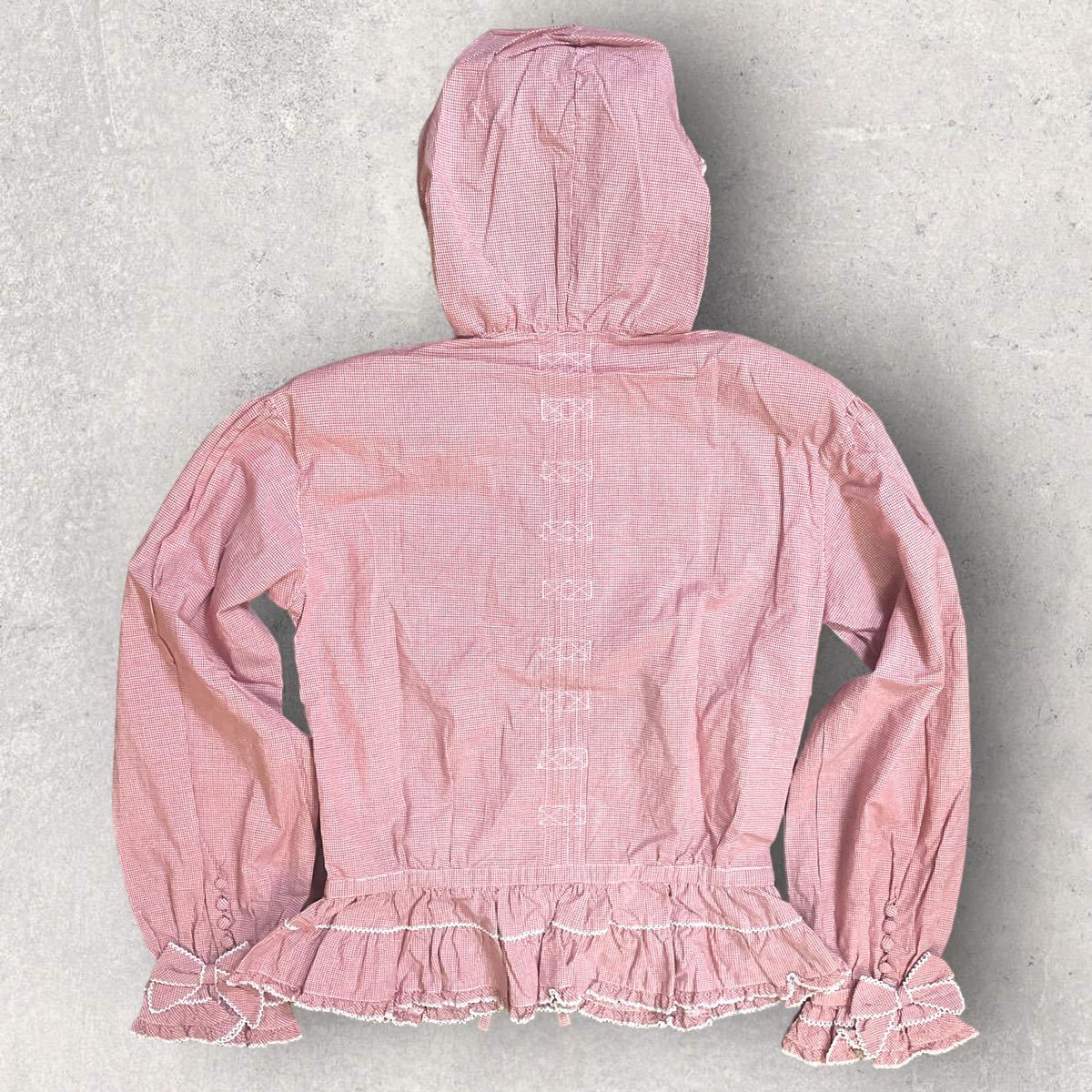 PINK HOUSE ピンクハウス ピコフリル リボン フード付シャツ PINK HOUSE ピンクハウス ピコフリル リボン フード付シャツ
