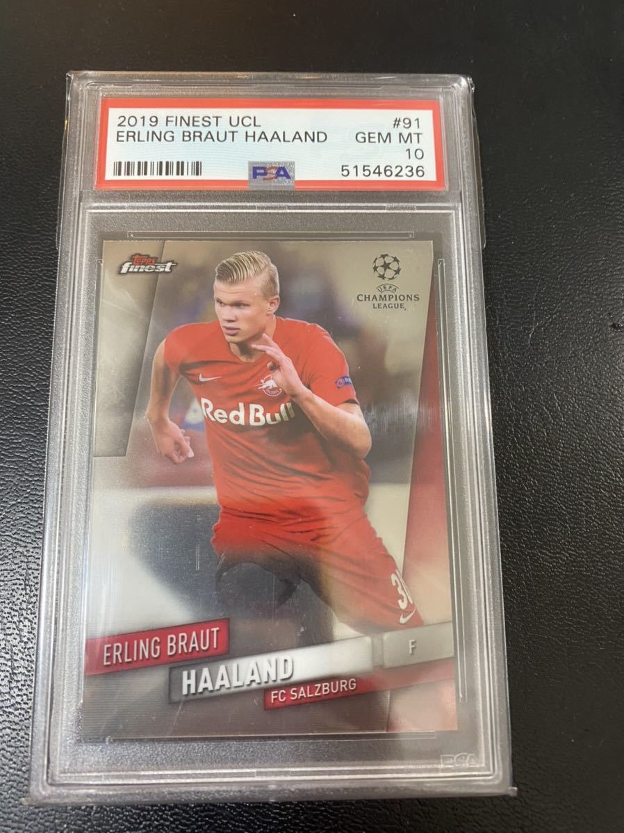 2019-20 Topps Finest UCL Erling Haaland Braut #91 PSA 10 GEM MT 