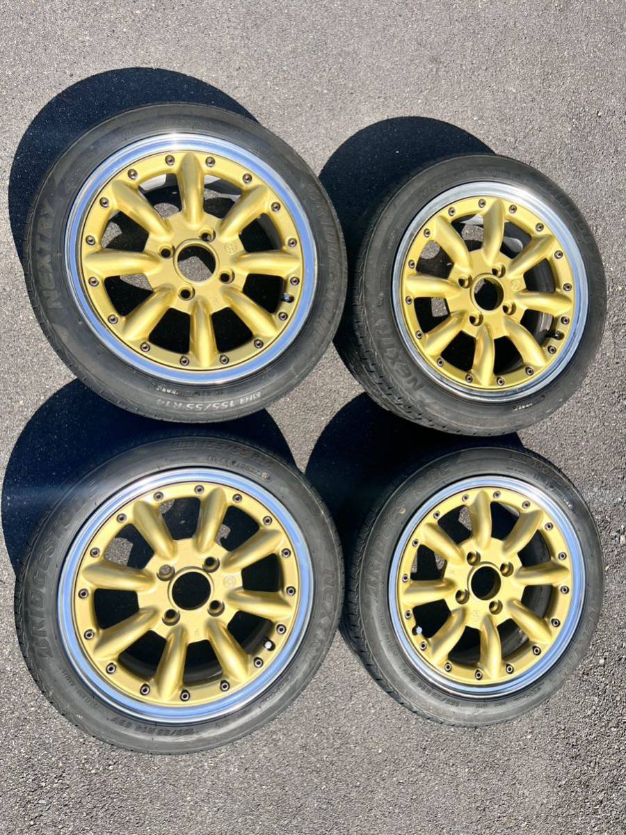 ワタナベ RS-8 14インチ 6J+40 PCD100 4H ゴールド 155/55R14 