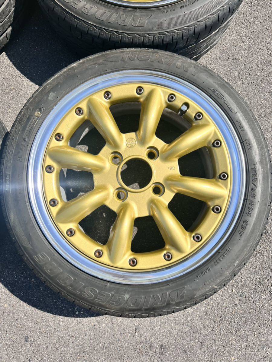 ワタナベ RS-8 14インチ 6J+40 PCD100 4H ゴールド 155/55R14 