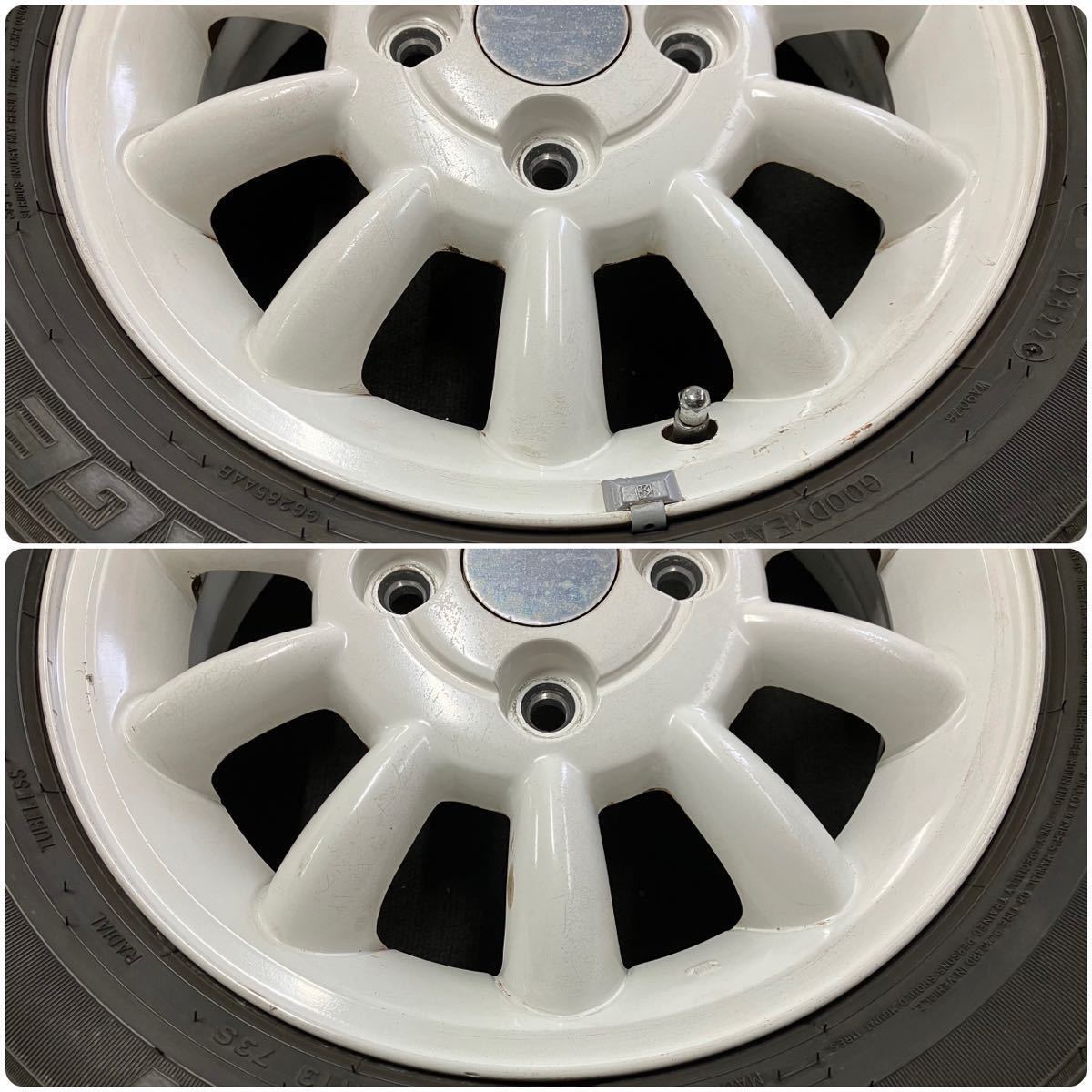 155/65R13 甘酸っぱく GOODYEAR HE21S ラパン 純正 ホイール 白