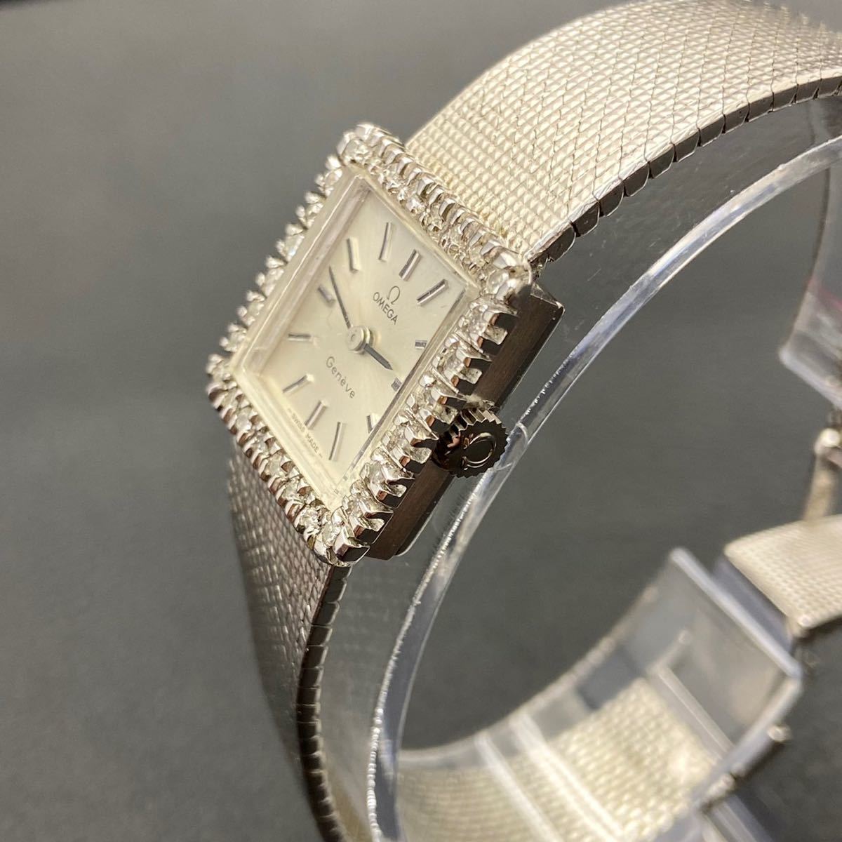 OMEGA】オメガ Geneveジュネーブ スクエア ダイヤベゼル シルバー 