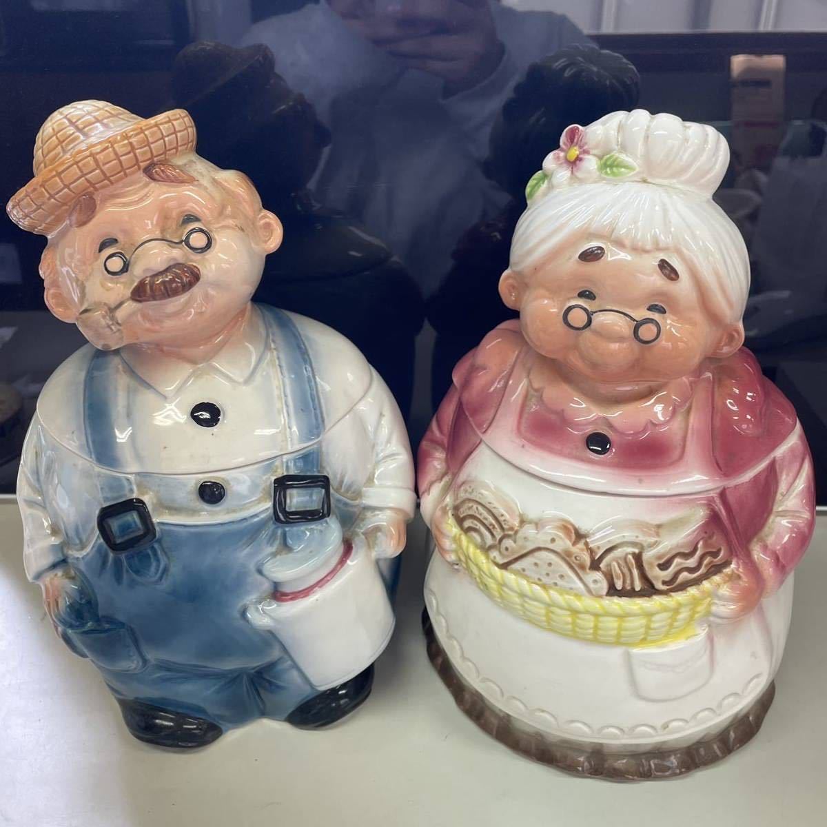 一円 KATO KOGEI 加藤工芸 ハンドペイント おじいさん おばあさん 陶器 