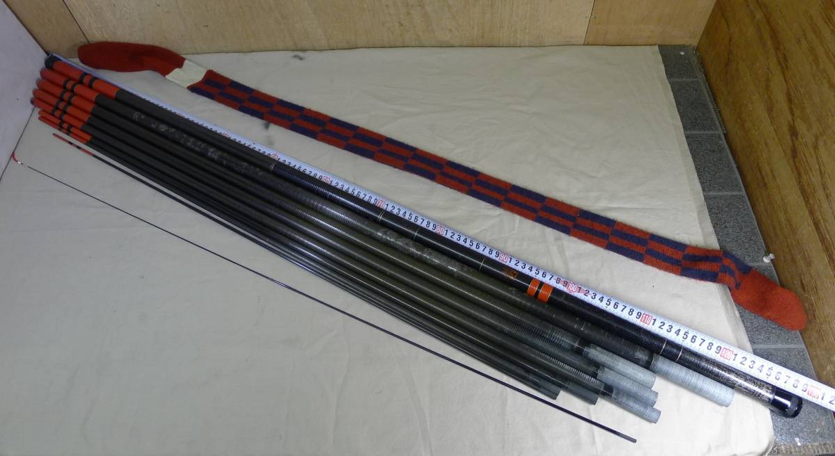 FF162 Gamakatsu/がまかつ 【がま鮎90 MARKⅡ/マーク2 GOLD 中調】全長約1.3~9.0m 鮎竿 竿仕舞袋付 ジャンク扱 /140