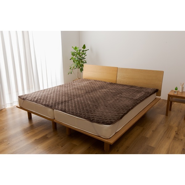 敷きパッド/寝具 【ワイドキング ブラウン】 200×200cm 洗える mofua