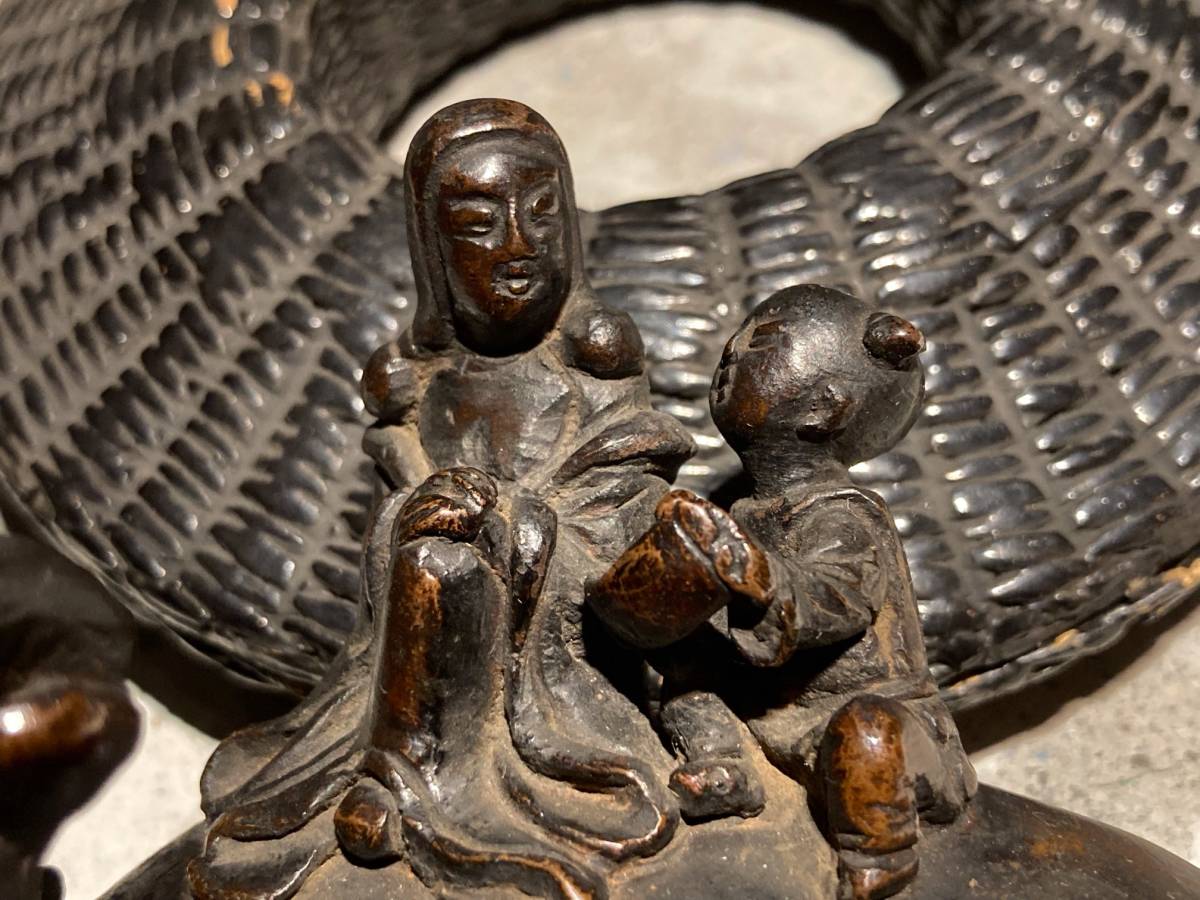 □唐物 古銅 唐人騎牛硯滴・銅水滴・硯水壺□中国古玩 書