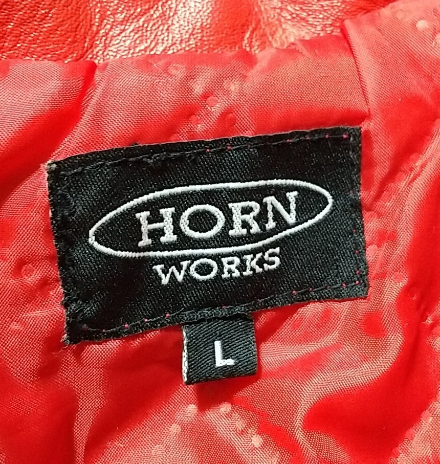 HORN WORKS ホーンワークス　666 ロンジャン　UK ライトニング HORN WORKS ホーンワークス ダブルライダースジャケット L 赤 レッド