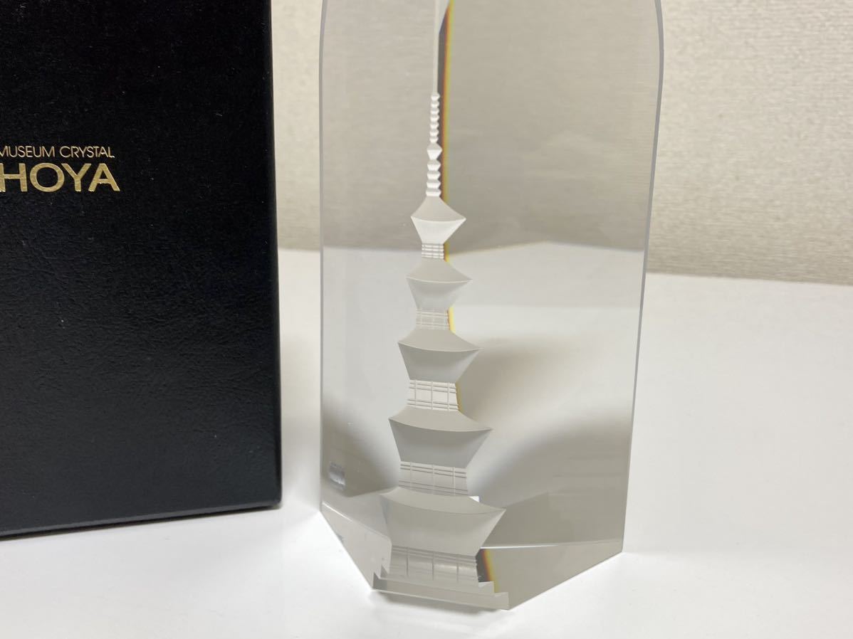 HOYA CRYSTAL 五重塔 クリスタル 置物 HOYA ホヤクリスタル 五重塔 置物 インテリア ケース付き クリスタル