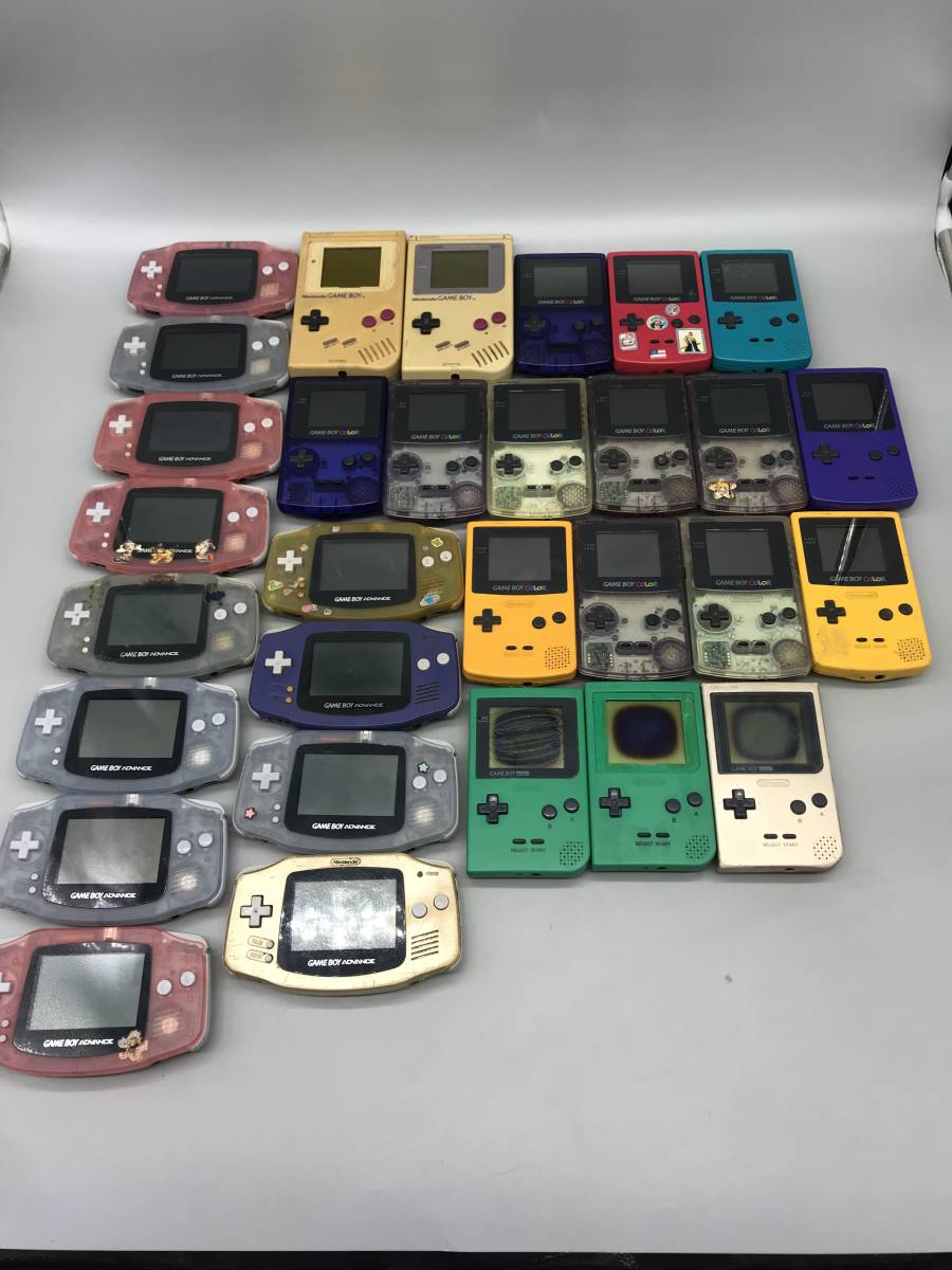 OK7571◆Nintendo 任天堂　ゲームボーイアドバンス/ゲームボーイカラー/ゲームボーイ 30台　まとめ　AGB-001/MGB-001/DMG-01 【同梱不可】