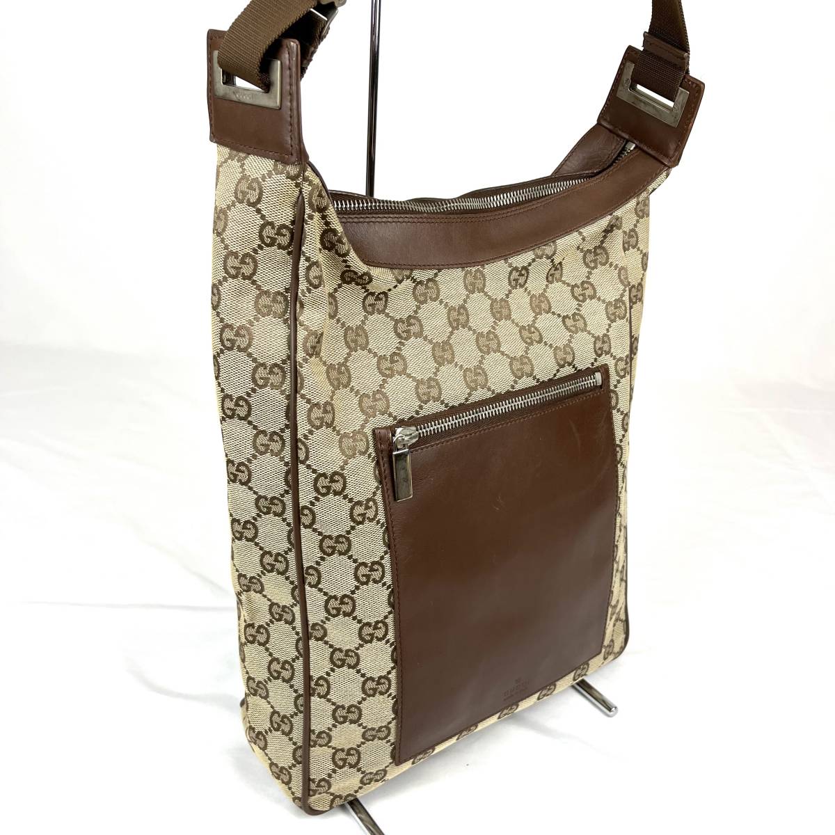 美品 GUCCI ロゴ レザー キャンバス ワンショルダーバッグ 【公式通販】