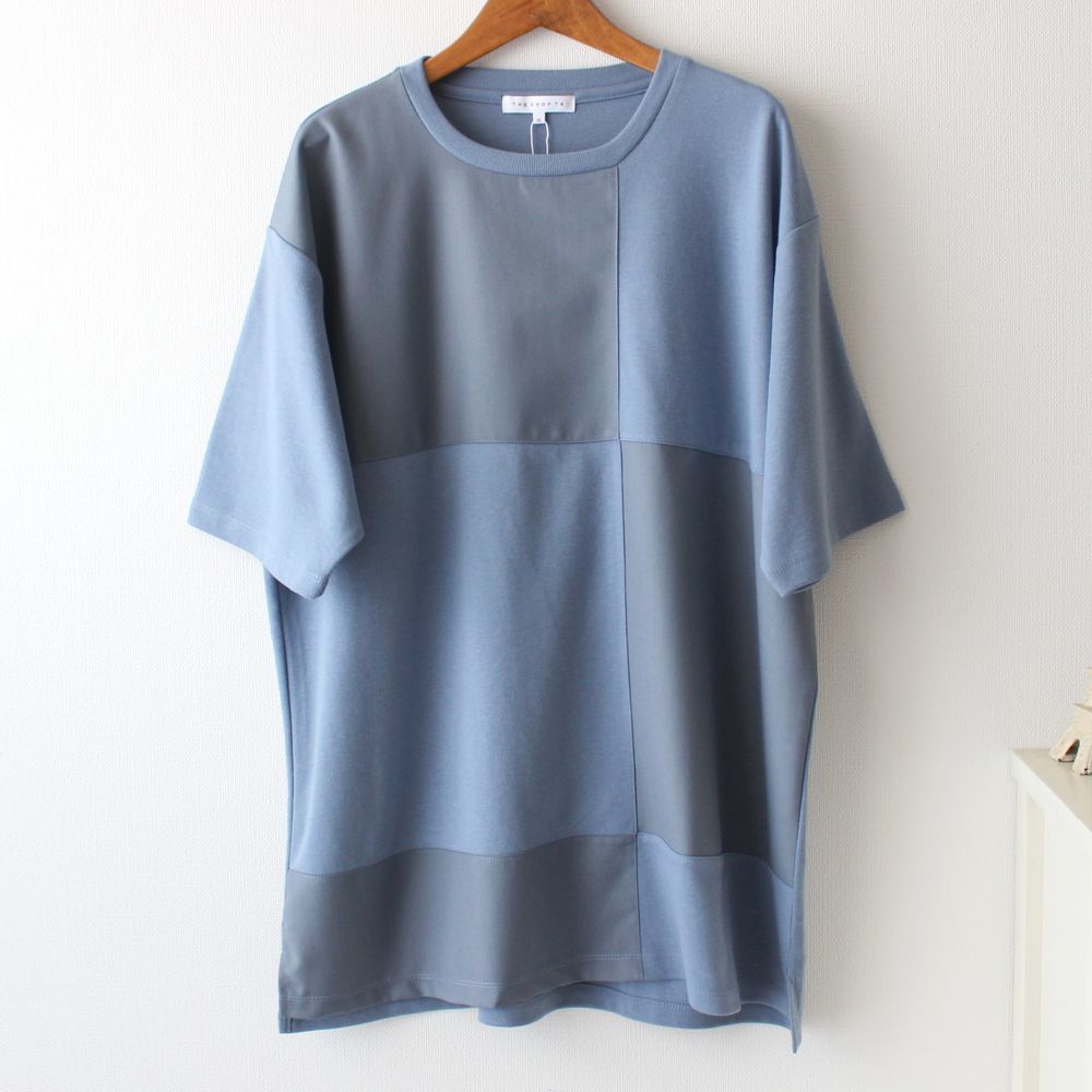 新品タケオキクチ THE SHOP TK パネル ブロッキング Tシャツ メンズ XLサイズ　ブルー　青