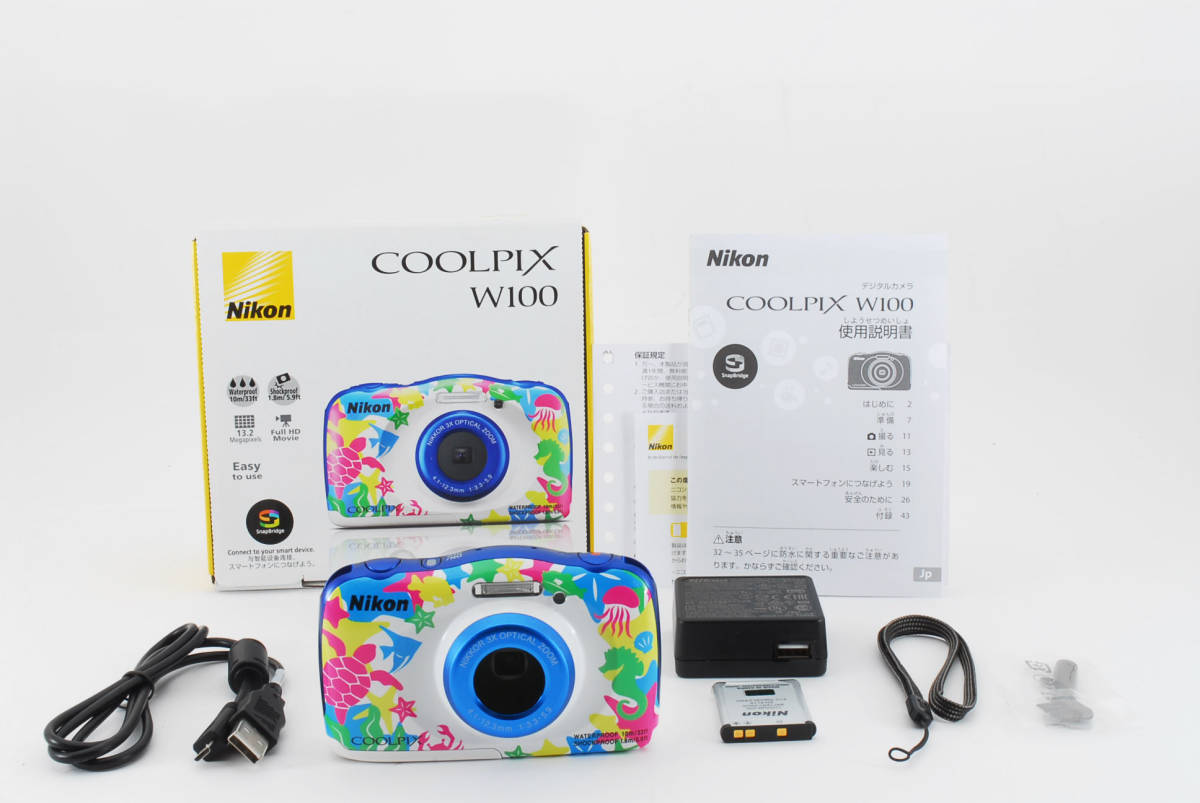 ニコン　Nikon COOLPIX W100 MARIN 　防水　コンパクトデジタルカメラ　（箱付き）159