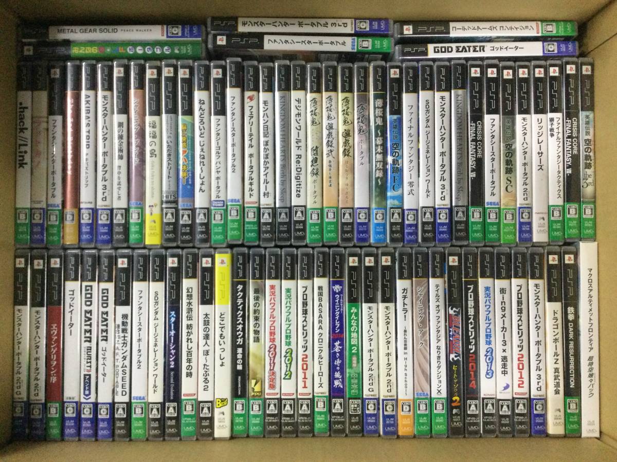 【GF7641/120/0】ジャンク★PSP★ソフト★合計77本前後★大量★まとめ★セット★FF★デジモン★テイルズ★薄桜鬼★キングダムハーツ★他