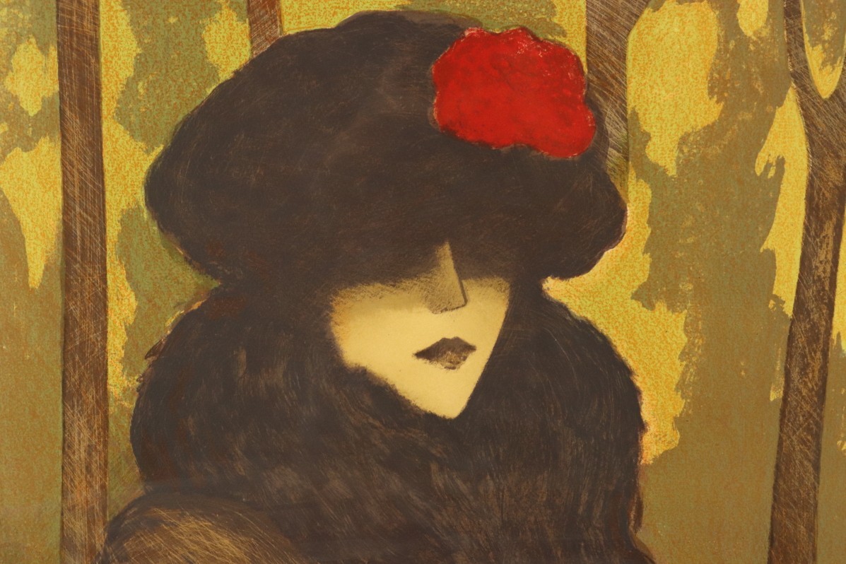 ジャンピエールカシニョール 「赤い花束」リトグラフ くさい 額装 証明  