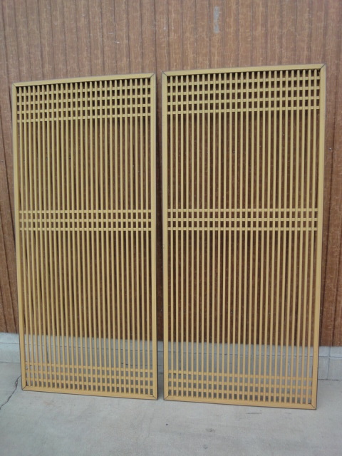 S-56　まとめて　2枚　セット　アルミ　面格子　格子　木目調　約　740x1609ｘD14ｍｍ　ｘ2枚　DIY 　リフォーム 修理 修繕 補修