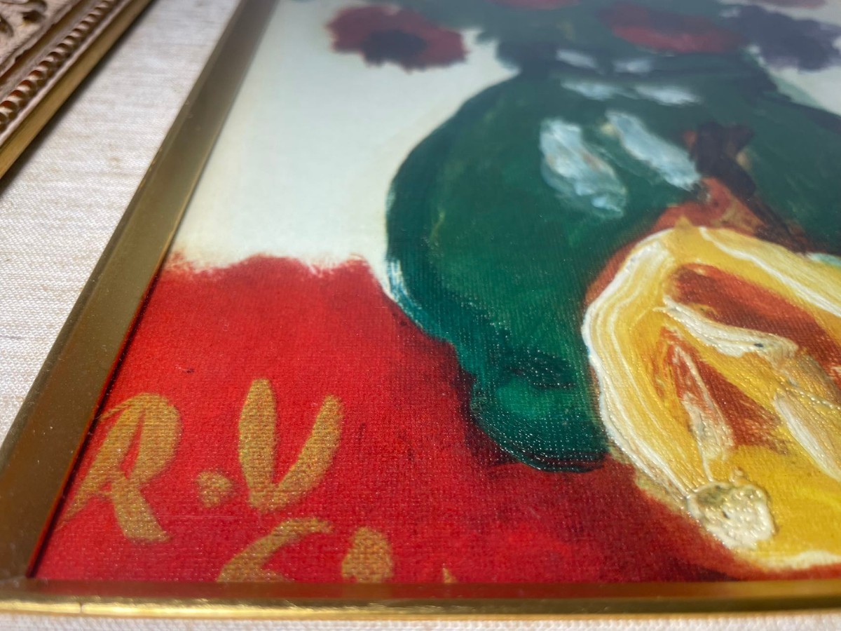 AS414 梅原龍三郎画 油彩画 表サイン 1962年 アネモネ 額装の入札履歴