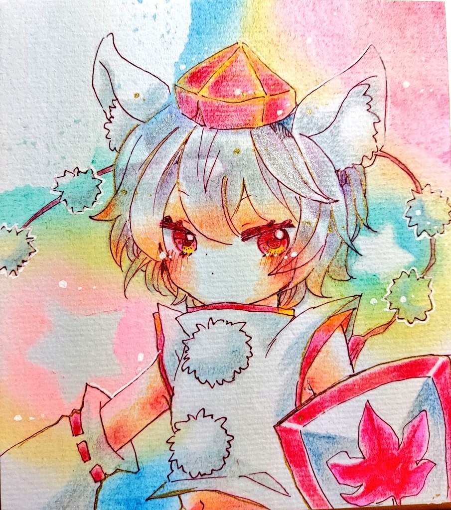 【東方】イラスト色紙【犬走椛】 手描きイラスト 東方Project 色紙原画 犬走椛 東方プロジェクト(手描き