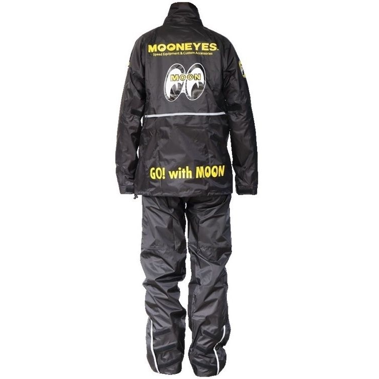 MOONEYES(ムーンアイズ) Mサイズ レインスーツ OMR-001 ブラック M 大型ヒートガード付