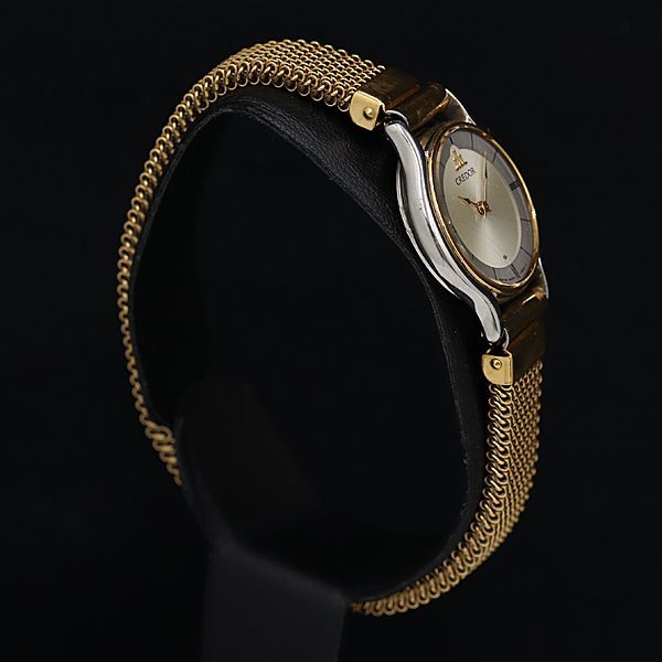 1円 稼働 良品 セイコー クレドール 8420-1660 YG×SS シルバー文字盤