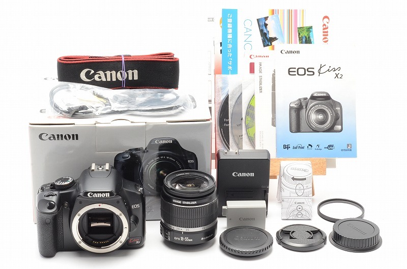 1円スタート【 美品 】 Canon キャノン Kiss X2 一眼レフ EF-S 18-55