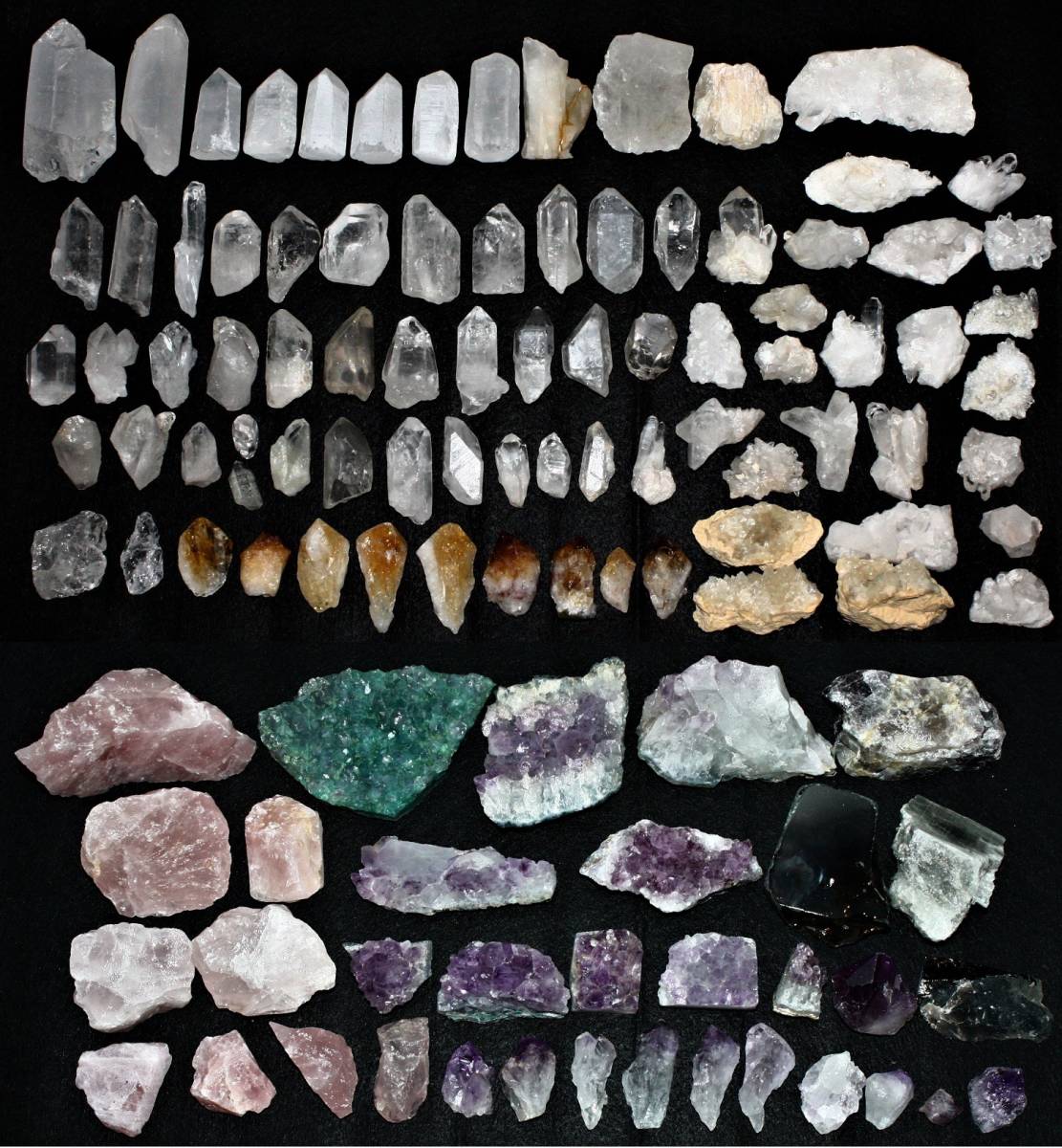 天然石まとめて⑥ 約６．５kg　水晶（クリアクォーツ・アメジスト・ローズクォーツ・シトリン・スモーキークォーツなど) 原石 