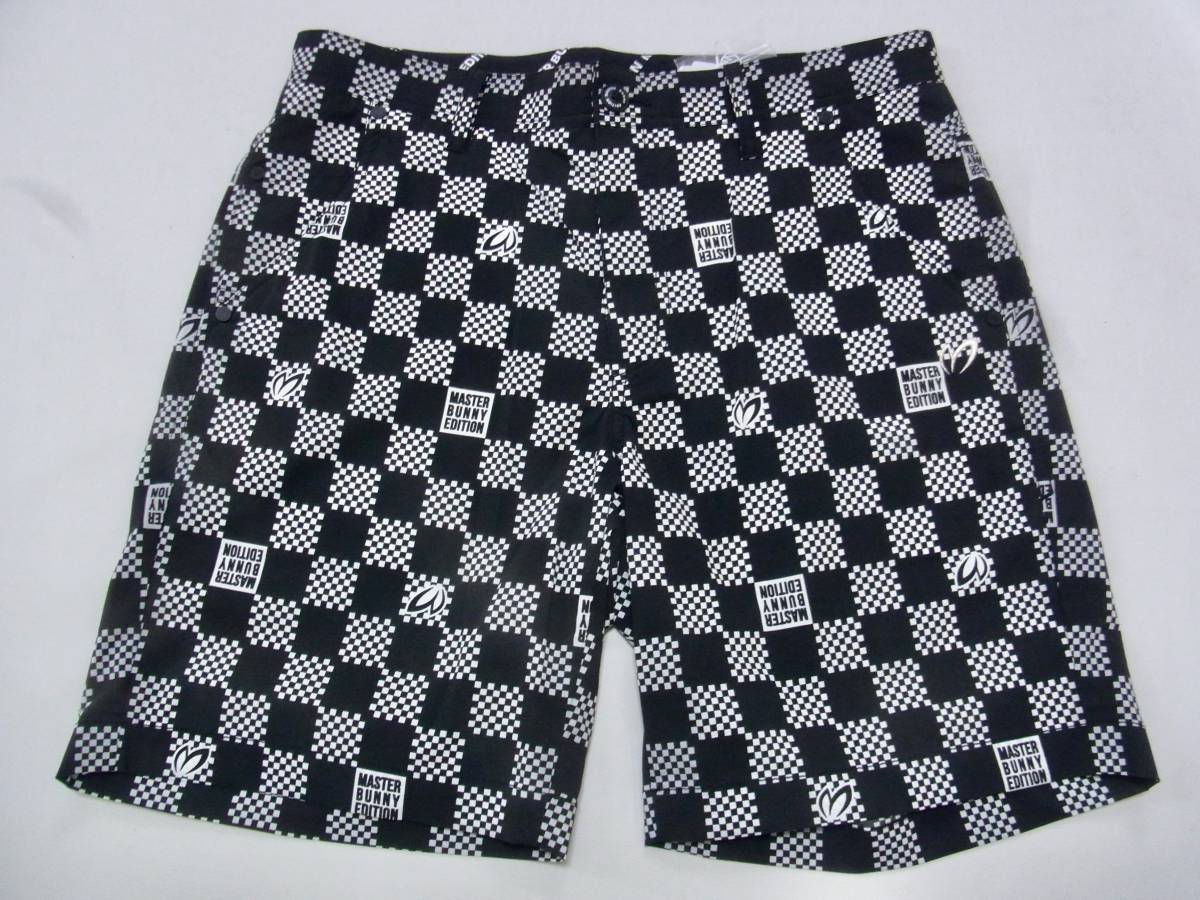 新品 正規品!! PEARLY GATES パーリーゲイツ マスターバニー 大人気!! チェッカーフラッグストレッチハーフパンツ 吸水速乾【5/L】