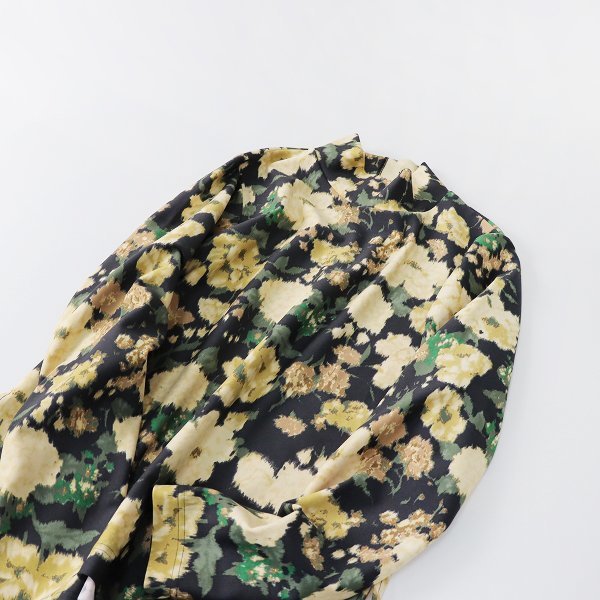 美品 2022AW Lois CRAYON ロイスクレヨン フラワープリント ストレッチ ハイネックカットソー M/ブラック ベージュ【2400013414012】